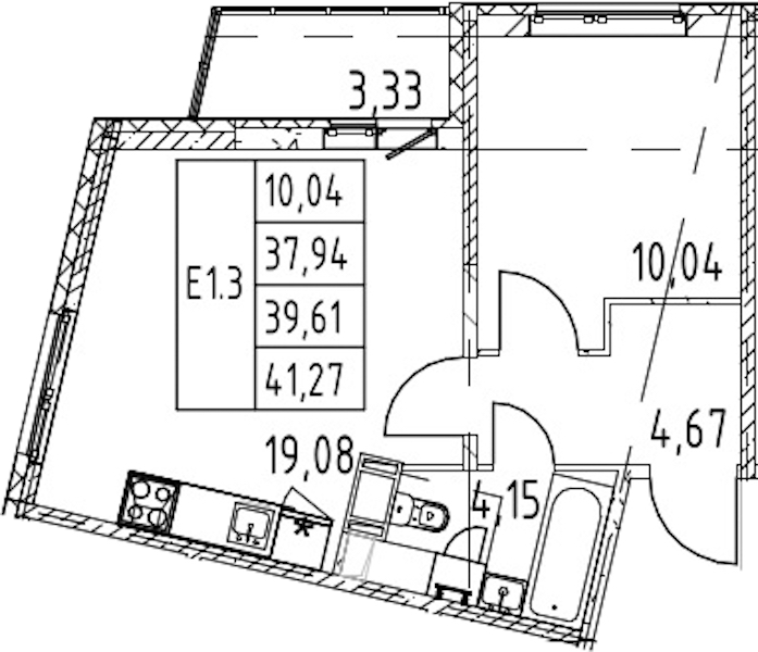 1-комнатная квартира 37.94 м², 3/12 эт., ЖК «Полис ЛАВрики»